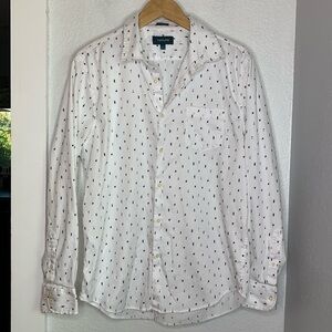Taylrd white long sleeve martini drink print button up shirt size large